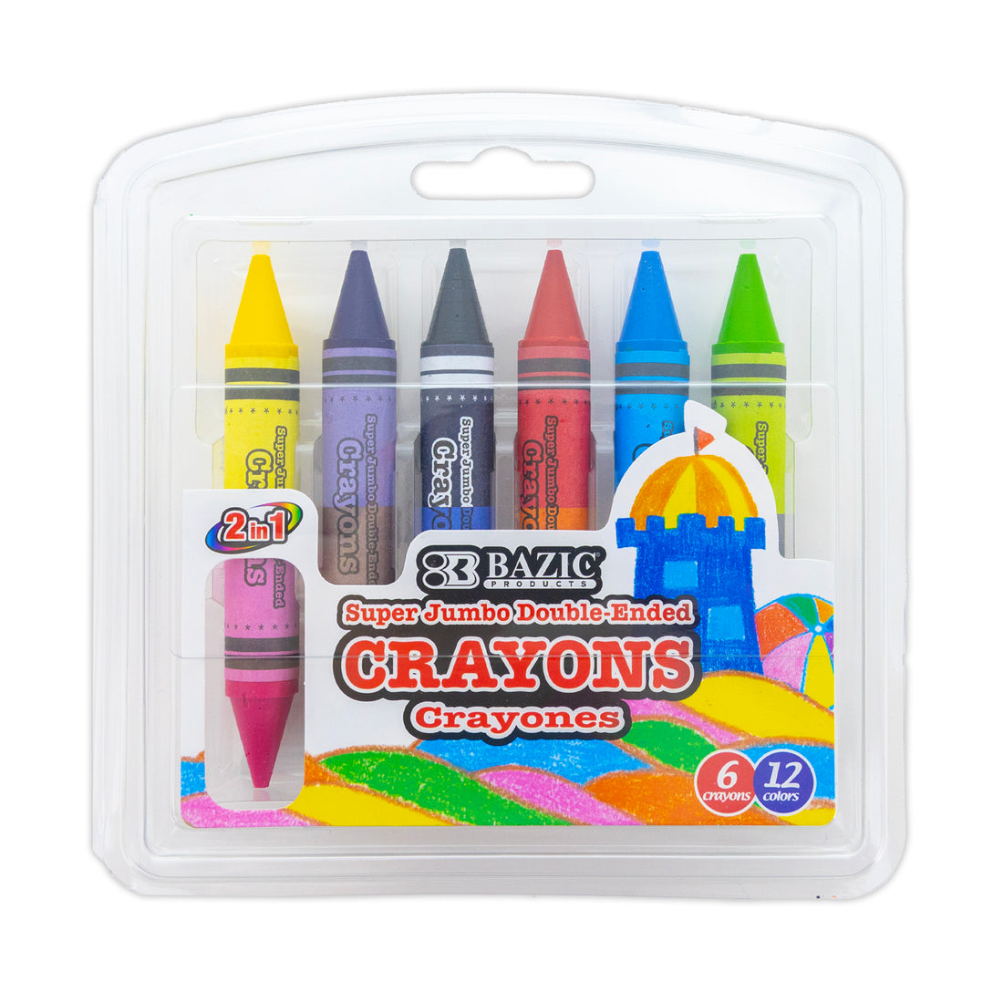 12 Color Double-Ended Premium Super Jumbo Crayons