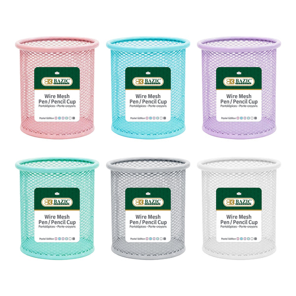 Assorted Color Wire Mesh Pen Cup Holder