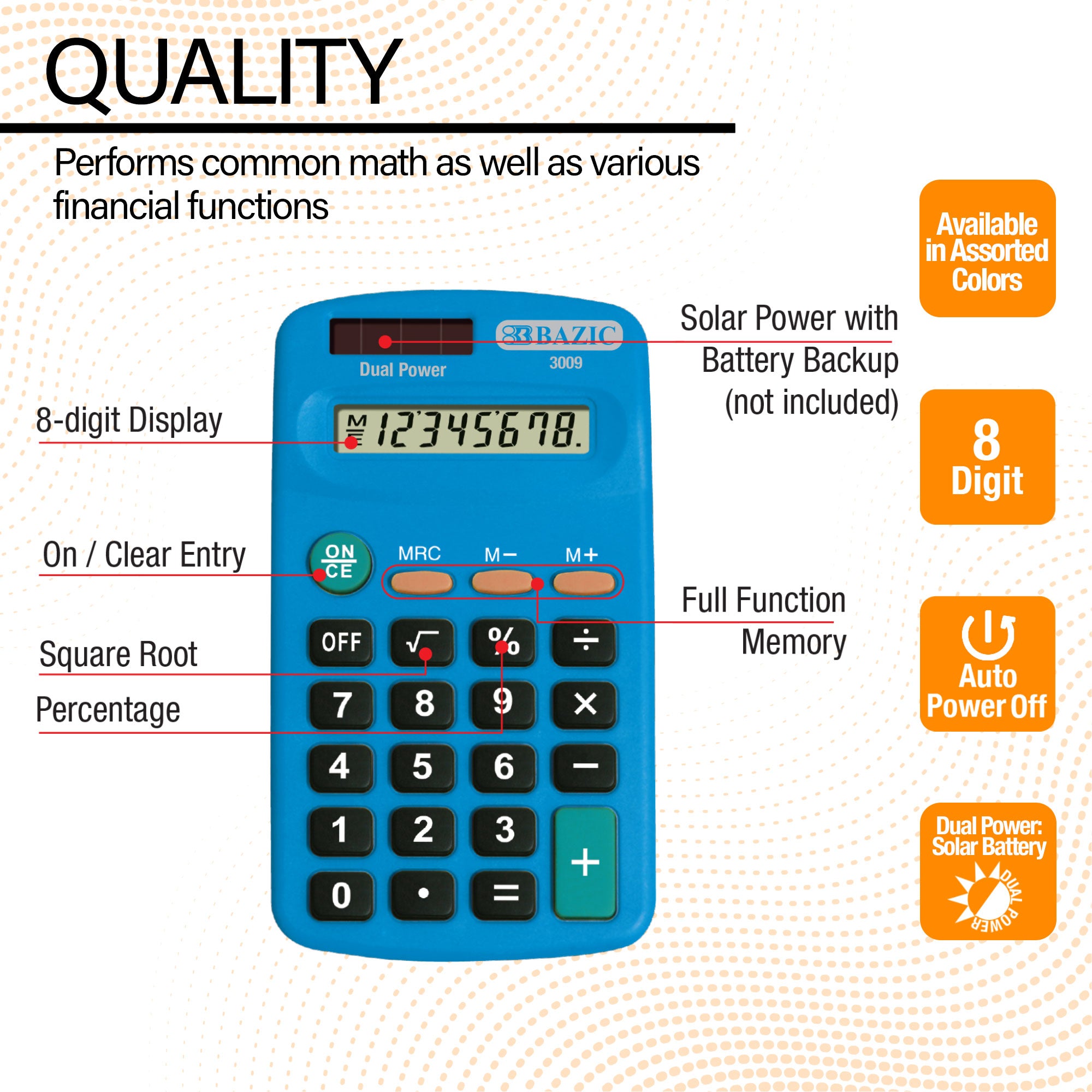BAZIC 8-Digit Dual Power Pocket Size Calculator – BAZIC Products