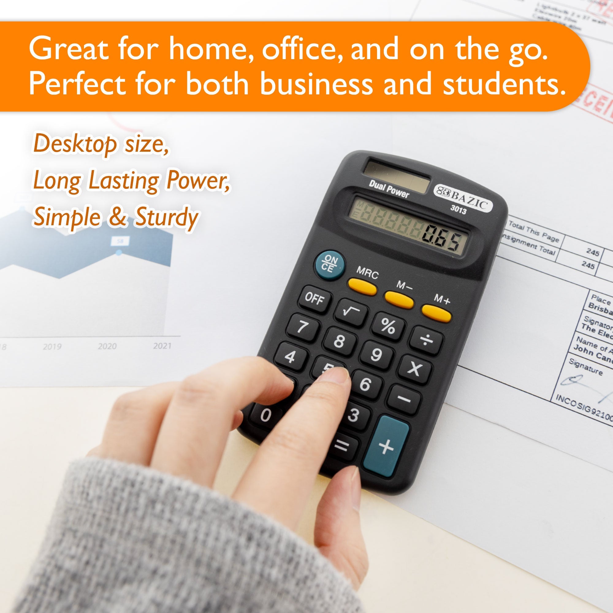 BAZIC 8-Digit Dual Power Pocket Size Calculator - BLACK – BAZIC