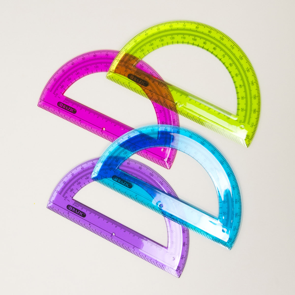Protractor Assorted Color BAZIC Assorted Color Semicircular 6