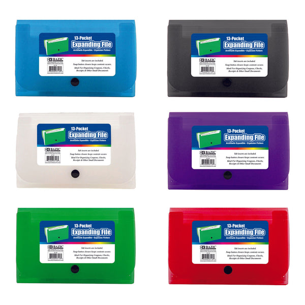 13-Pockets Coupon/Personal Check Size Expanding File