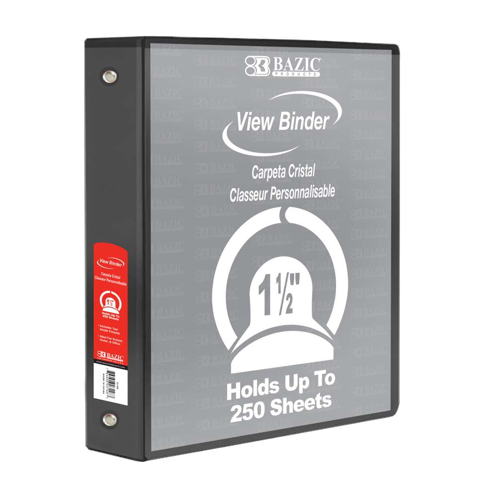 1.5" Black 3-Ring View Binder w/ 2-Pockets