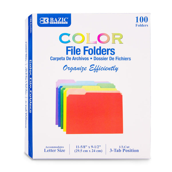 BAZIC 1/3 Cut Letter Size Color File Folder (100/Box) – BAZIC Products