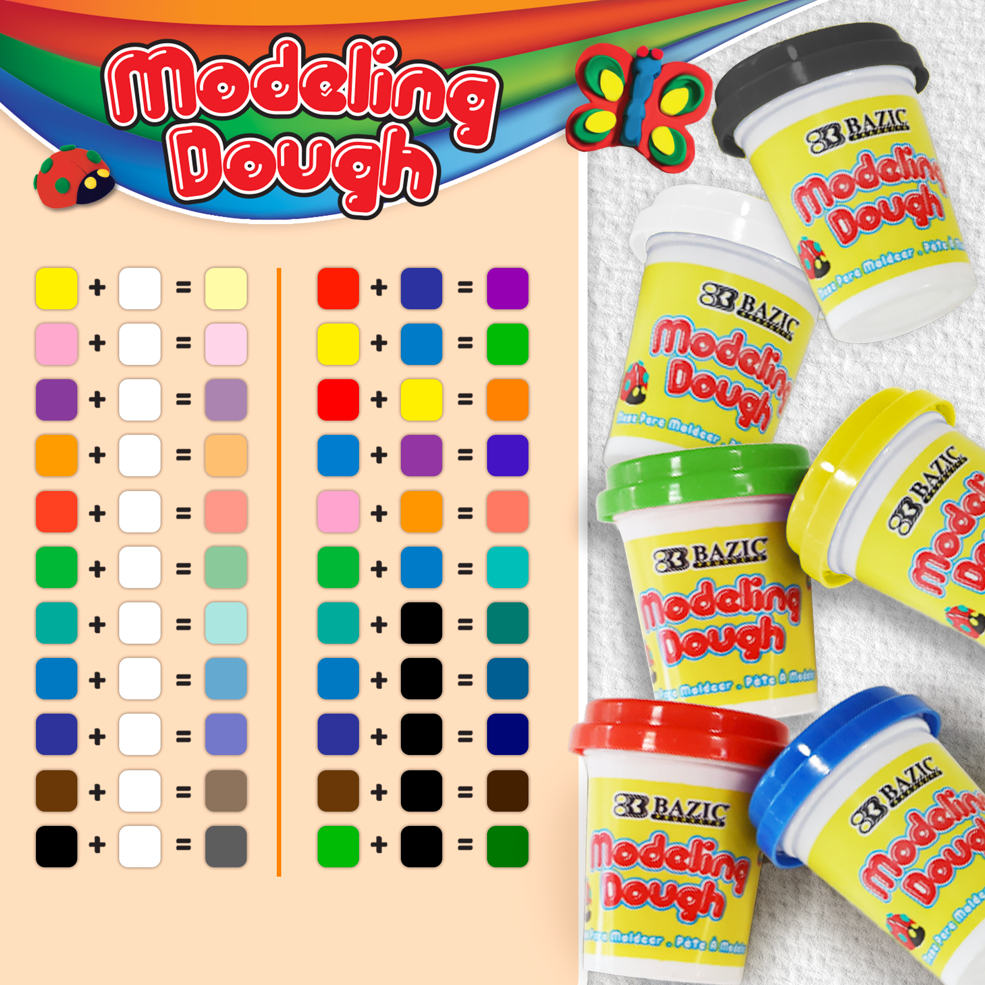 BAZIC 2 Oz. Multi Color Modeling Dough (6/Pack) – BAZIC Products