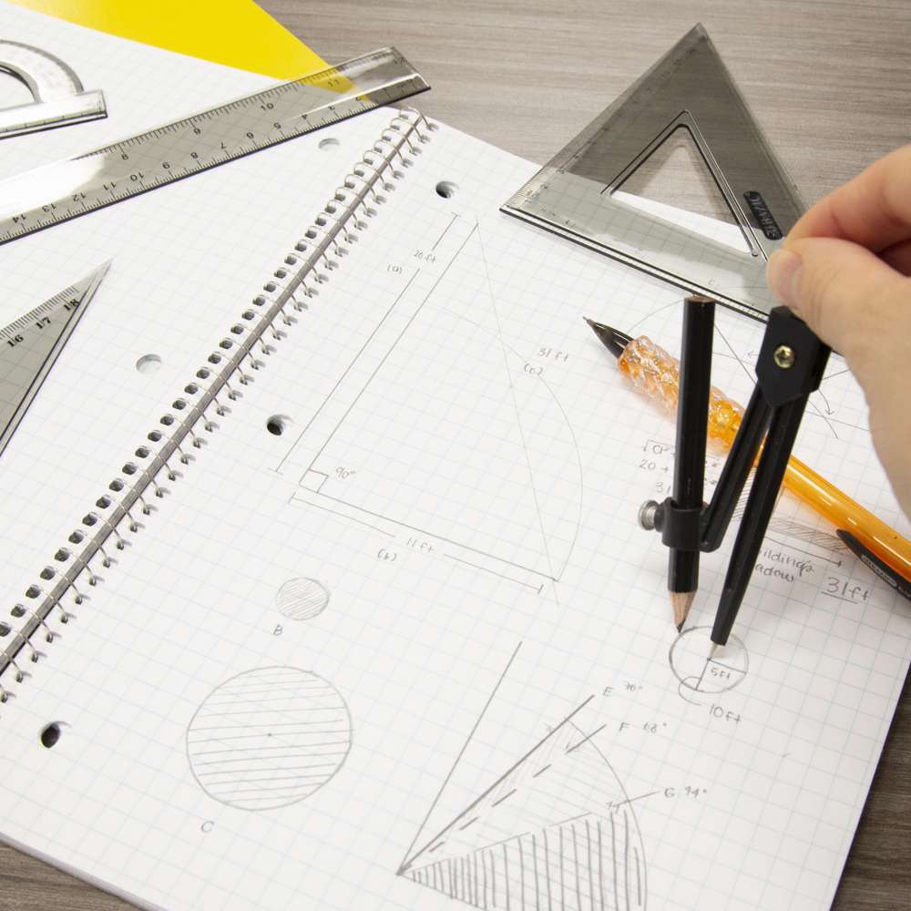Geometry Ruler Combination Sets 4-Piece w/ Compass