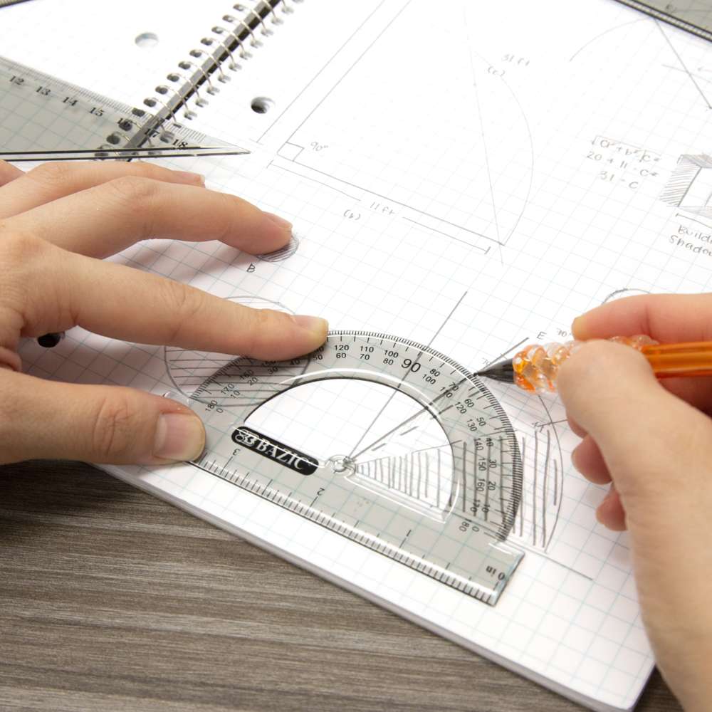 Geometry Ruler Combination Sets 4-Piece w/ Compass