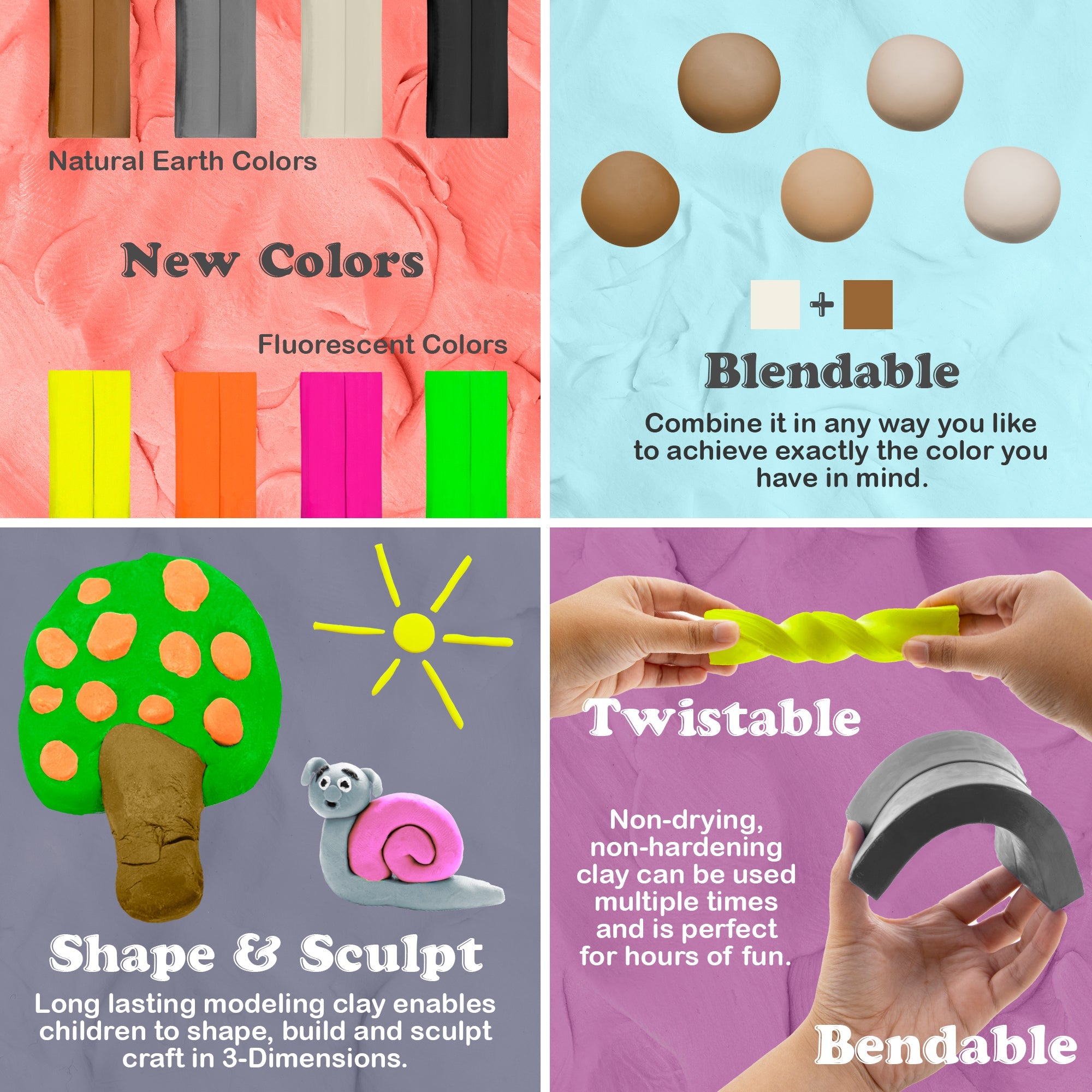 Modeling Clay Sticks 1 lb 4 Fluorescent Color