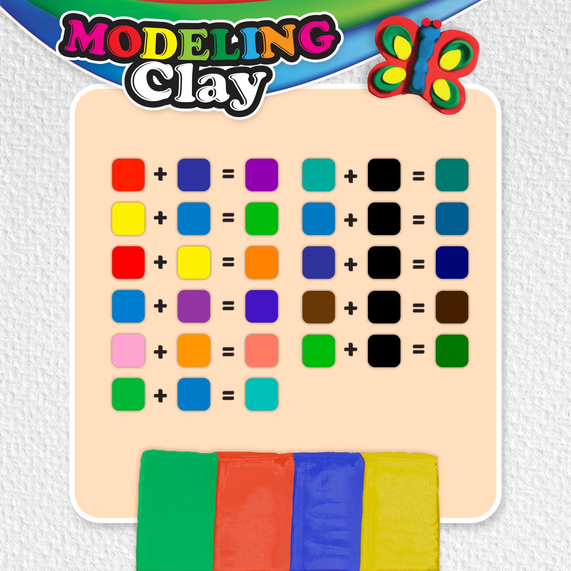 Modeling Clay Sticks 4 Primary Color 1lbs.