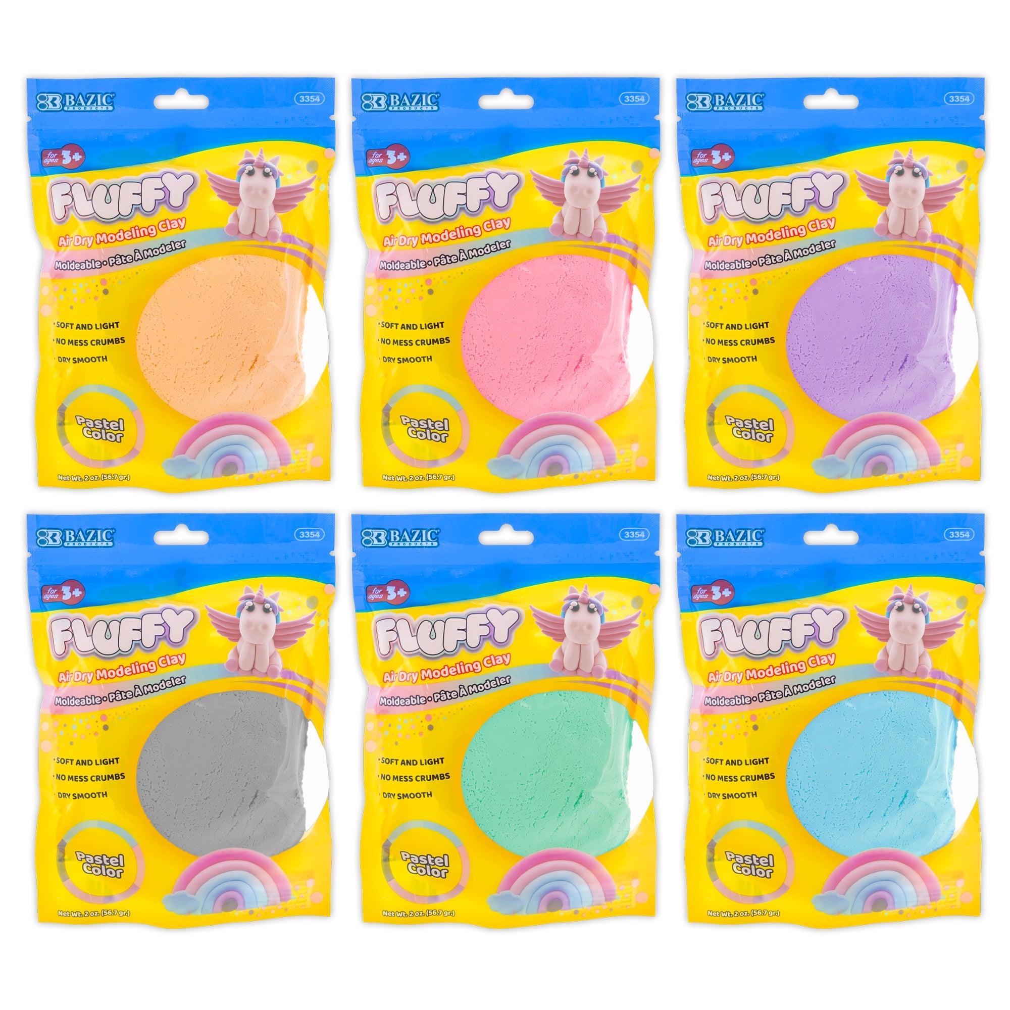 BAZIC 2 Oz. Pastel Colors Air Dry Modeling Clay – BAZIC Products