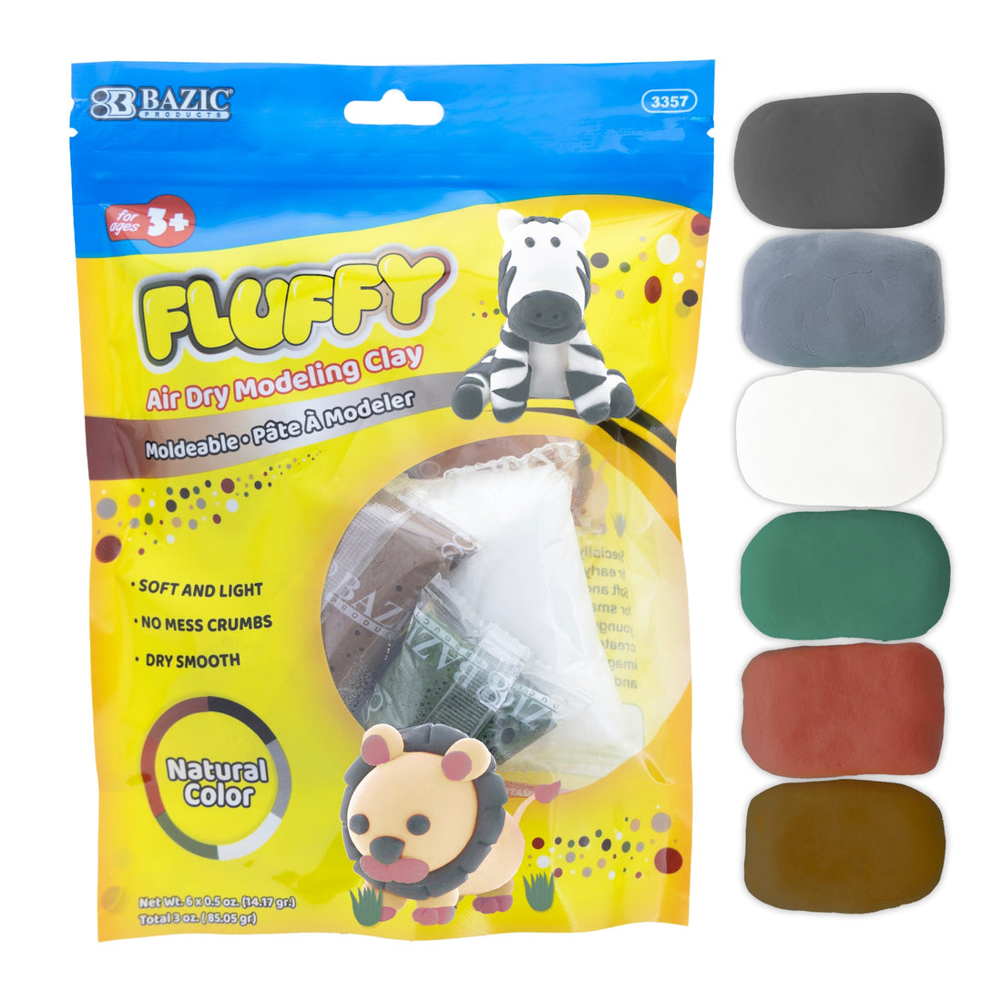 0.5 oz 6 Natural/Earth Color Air Dry Modeling Clay