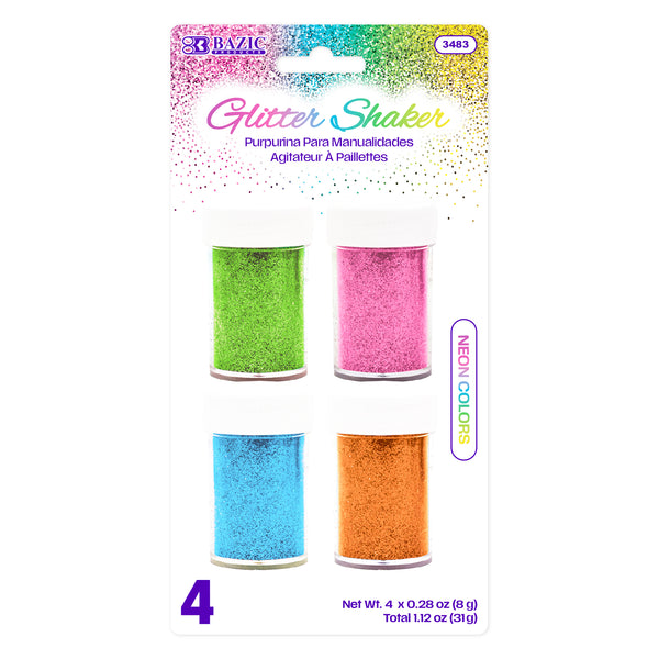 0.28 oz (8g) 4 Neon Color Glitter Shaker