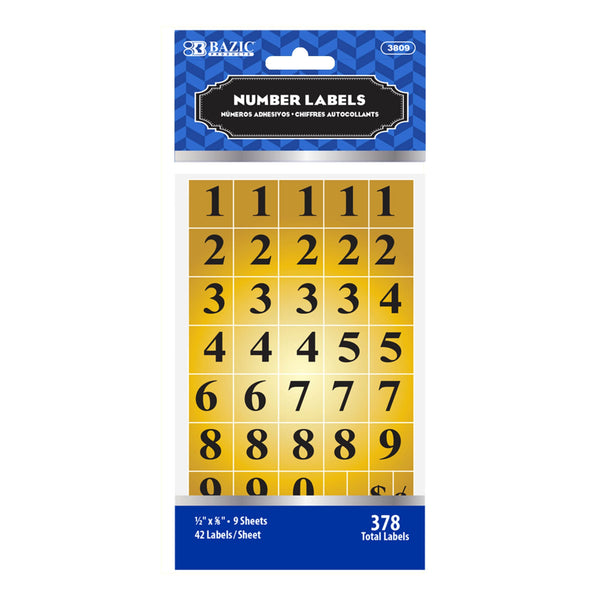 Gold Foil Number Label (378/Pack)