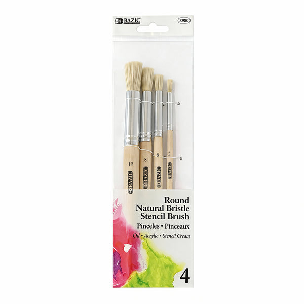 Round Natural Bristle Stencil Brush (4/Pack)