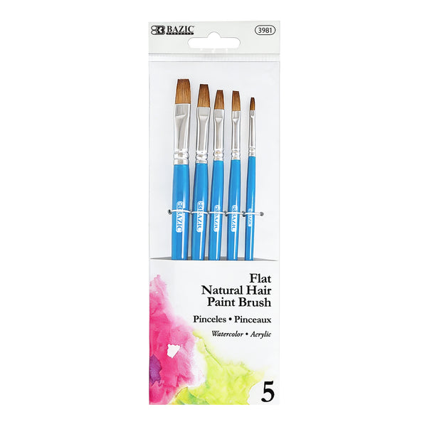 Flat Natural Hair Paint Brush (5/Pack)