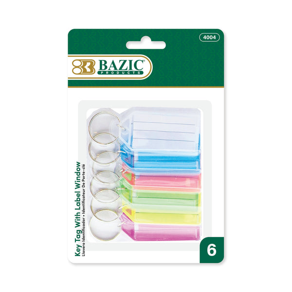 Key Tags with Holder & Label Window (6/Pack)