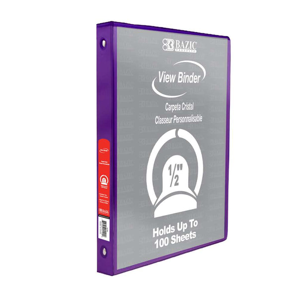 1/2" Purple 3-Ring View Binder w/ 2-Pockets