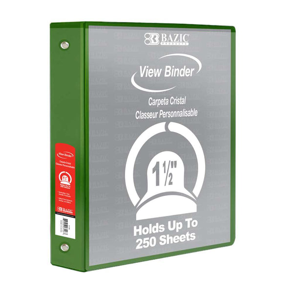 1.5" Green 3-Ring View Binder w/ 2-Pockets