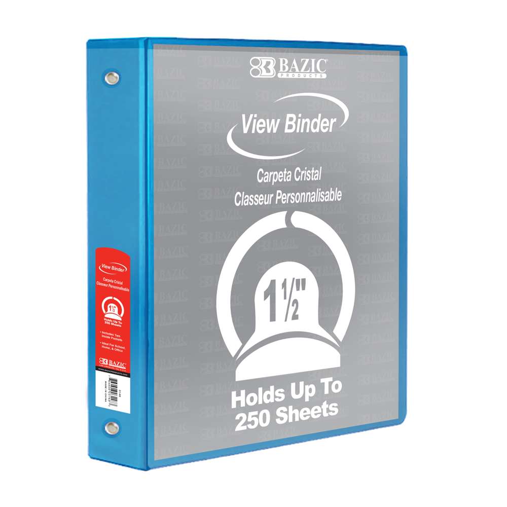 1.5" Cyan 3-Ring View Binder w/ 2-Pockets