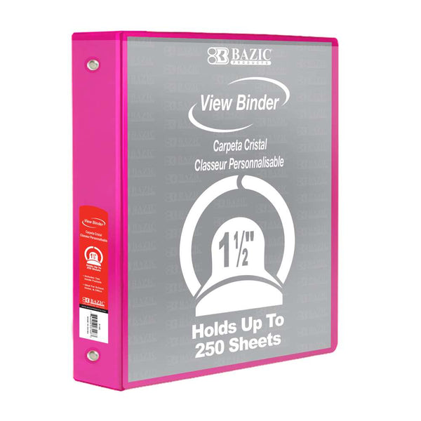 1.5" Fuchsia 3-Ring View Binder w/ 2-Pockets