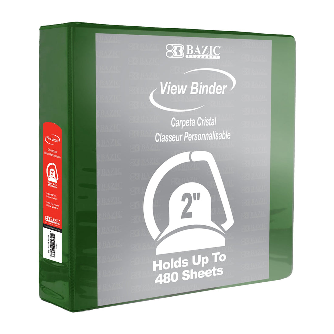 2" Green Slant-D Ring View Binder w/ 2-Pockets