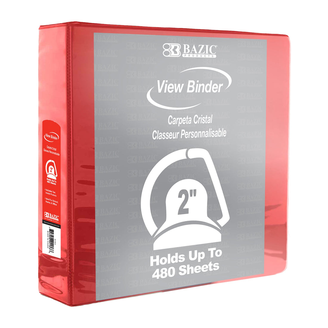 2" Red Slant-D Ring View Binder w/ 2-Pockets
