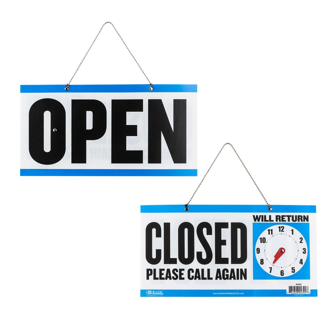 6" X 11.5" "CLOSED" Clock Sign w/ "OPEN" sign on back