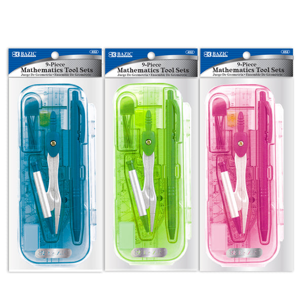 Bright Color 9 Pcs. Math Tool Sets