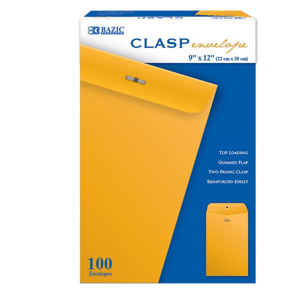 9" X 12" Clasp Envelope (100/Box)
