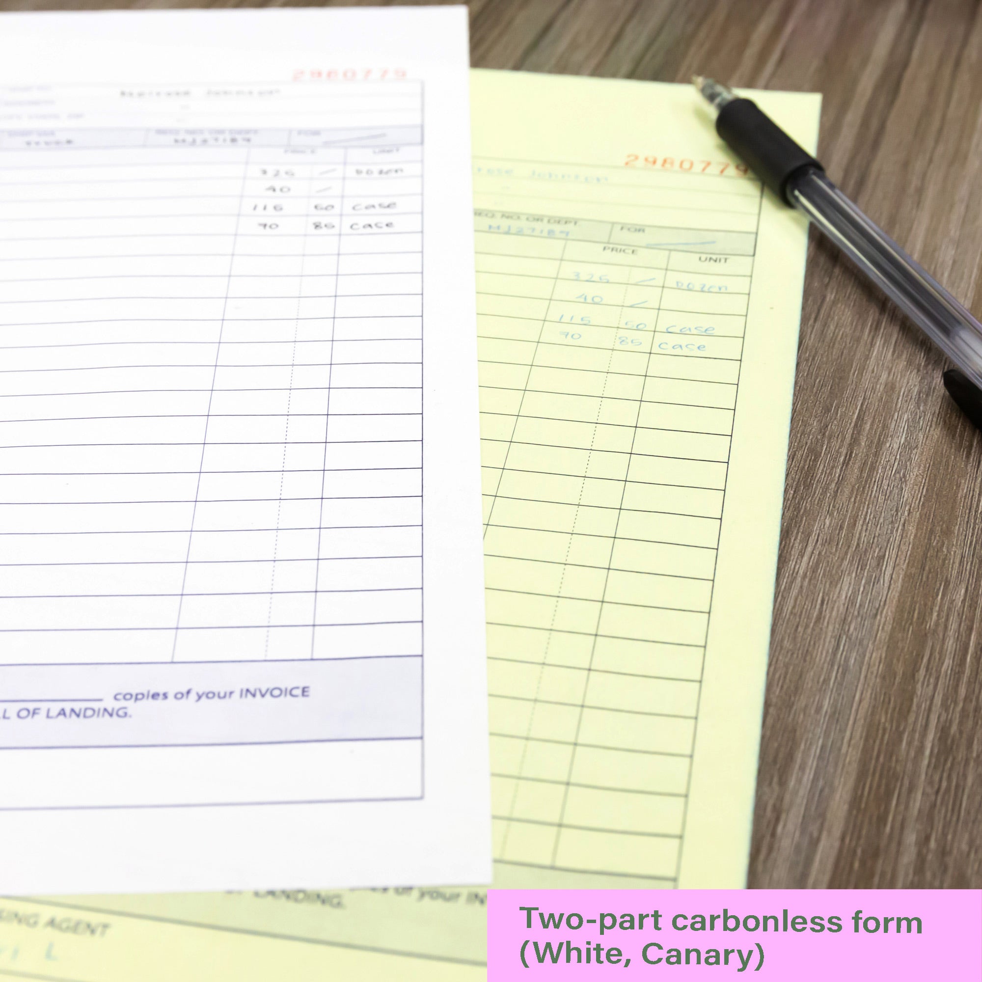 50 Sets 8 3/8" x 10 11/16" 2-Part Carbonless Purchase Order Book
