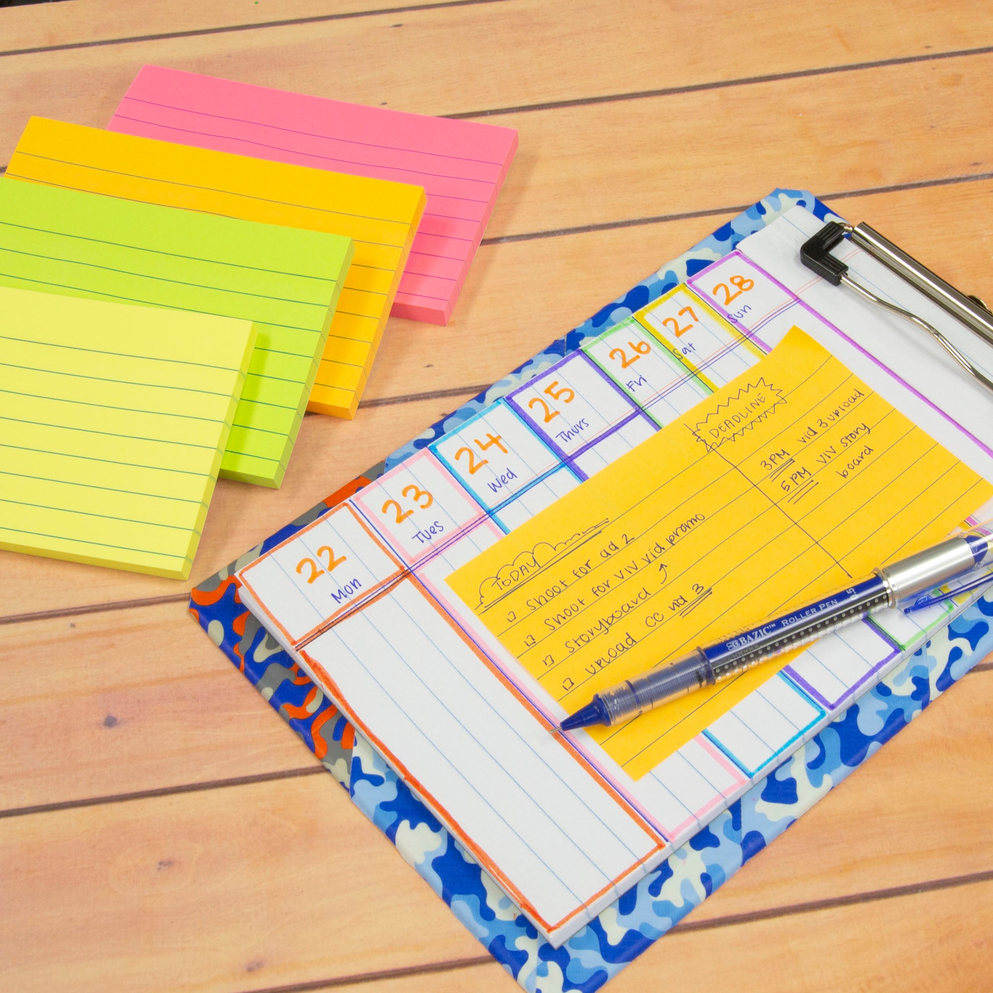 70 Ct. 3" X 5" Neon Lined Sticky Notes