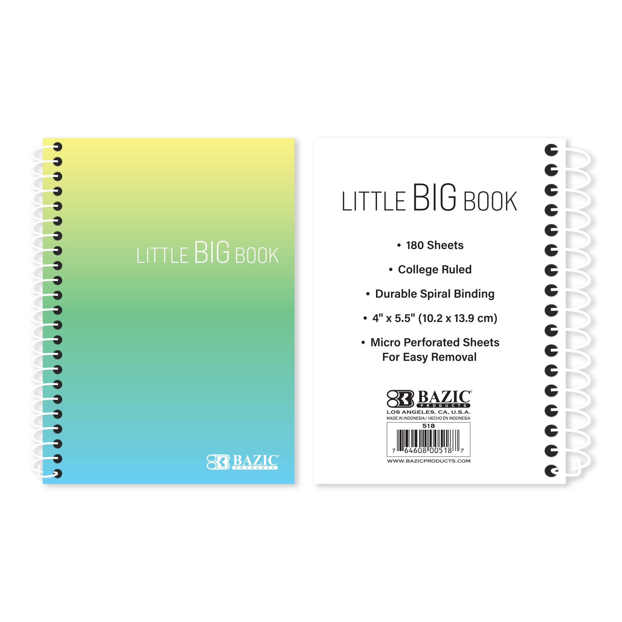 180 Ct. 4" X 5.5" Spiral Fat Book