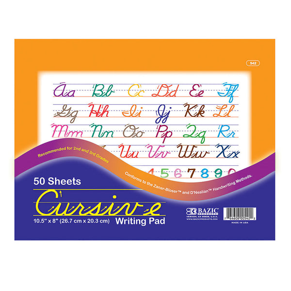 50 Ct. 10.5" X 8" Cursive Writing Pad