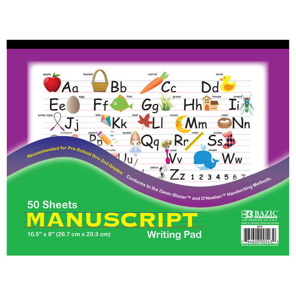 50 Ct. 10.5" X 8" Manuscript Writing Pad