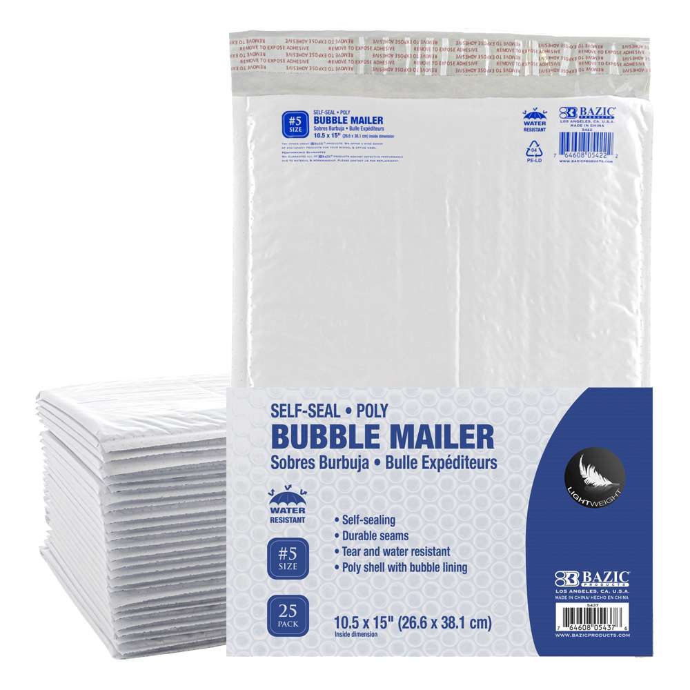 10.5" x 15" (#5) Poly Bubble Mailer (25/Pack)