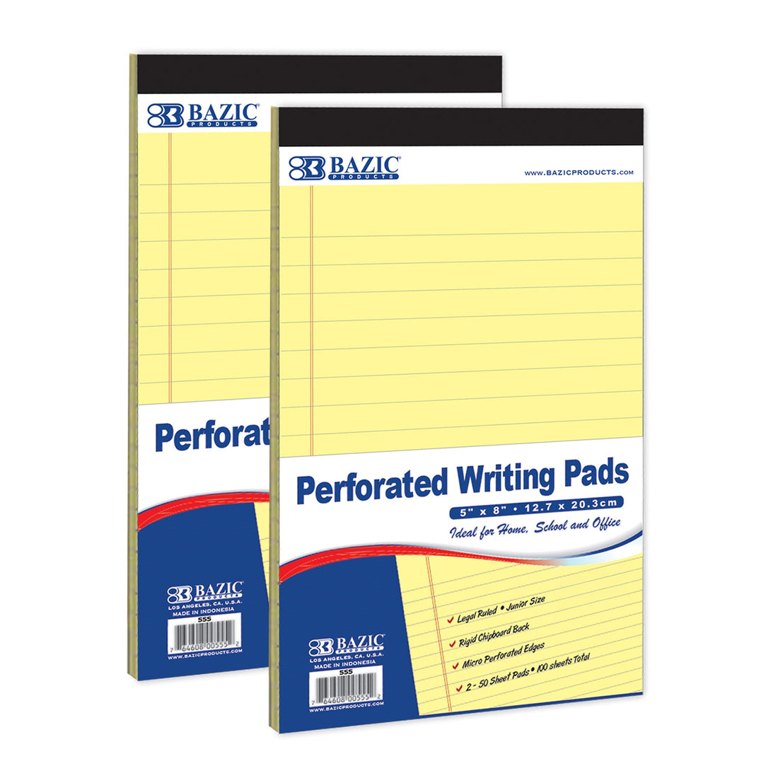 50 Ct. 5" X 8" Canary Jr. Perforated Writing Pads (2/Pack)