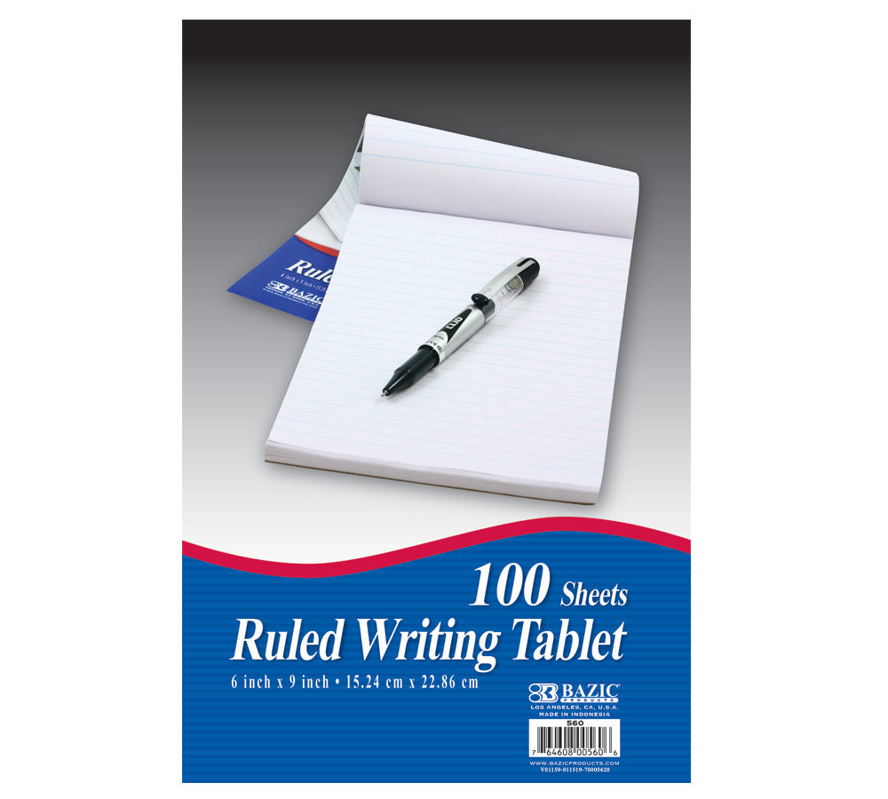 100 Ct. 6" X 9" Ruled Writing Tablet