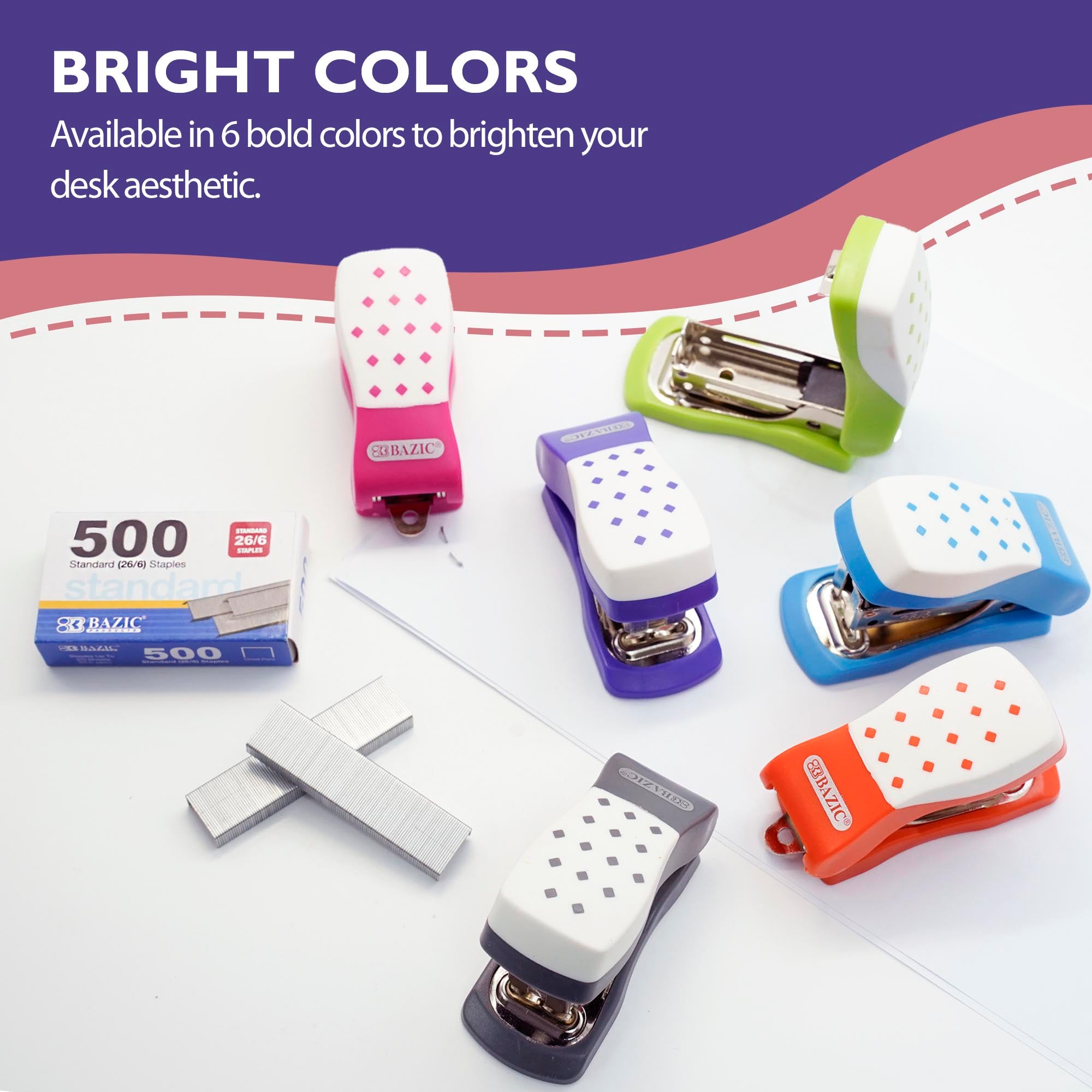 Mini Cushion Grip Standard (26/6) Stapler w/ 500 Ct. Staples