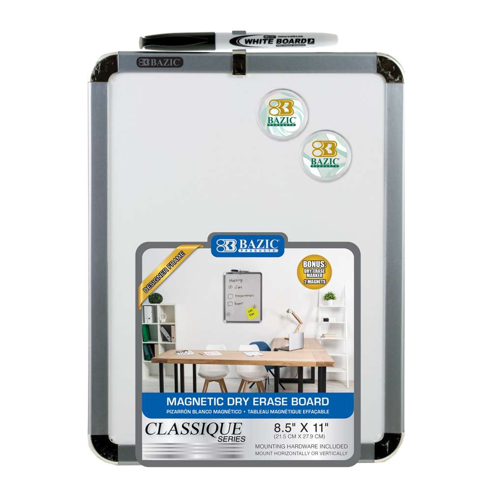 8.5" X 11" CLASSIQUE Magnetic Dry Erase Board w/ Marker & 2 Magnets