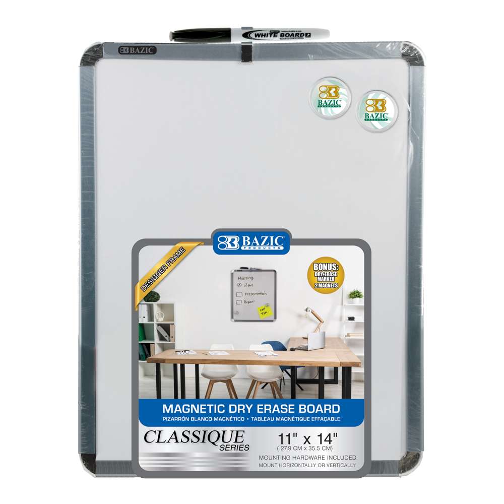 11" X 14" CLASSIQUE Magnetic Dry Erase Board w/ Marker & 2 Magnets