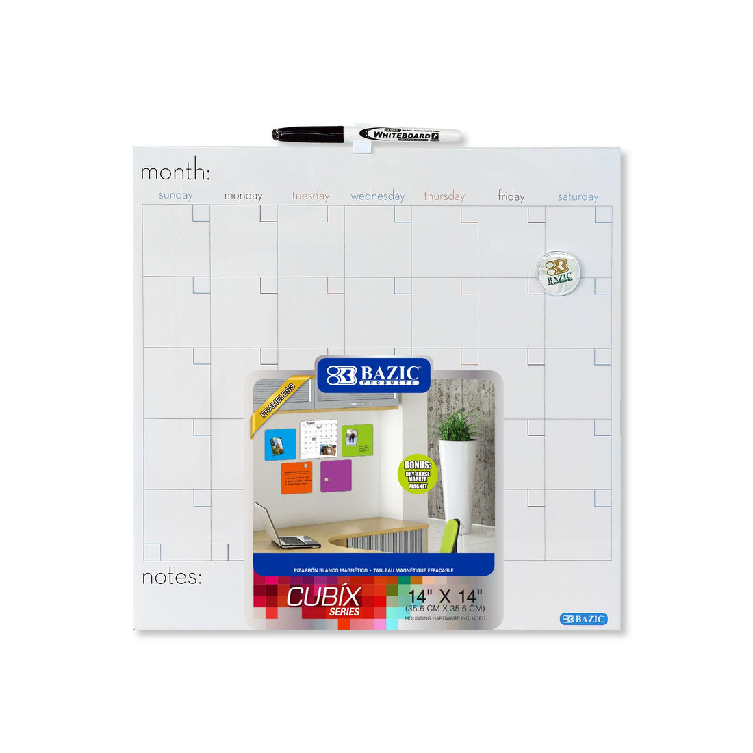 14" x 14" CUBIX Magnetic Dry Erase Calendar Tile