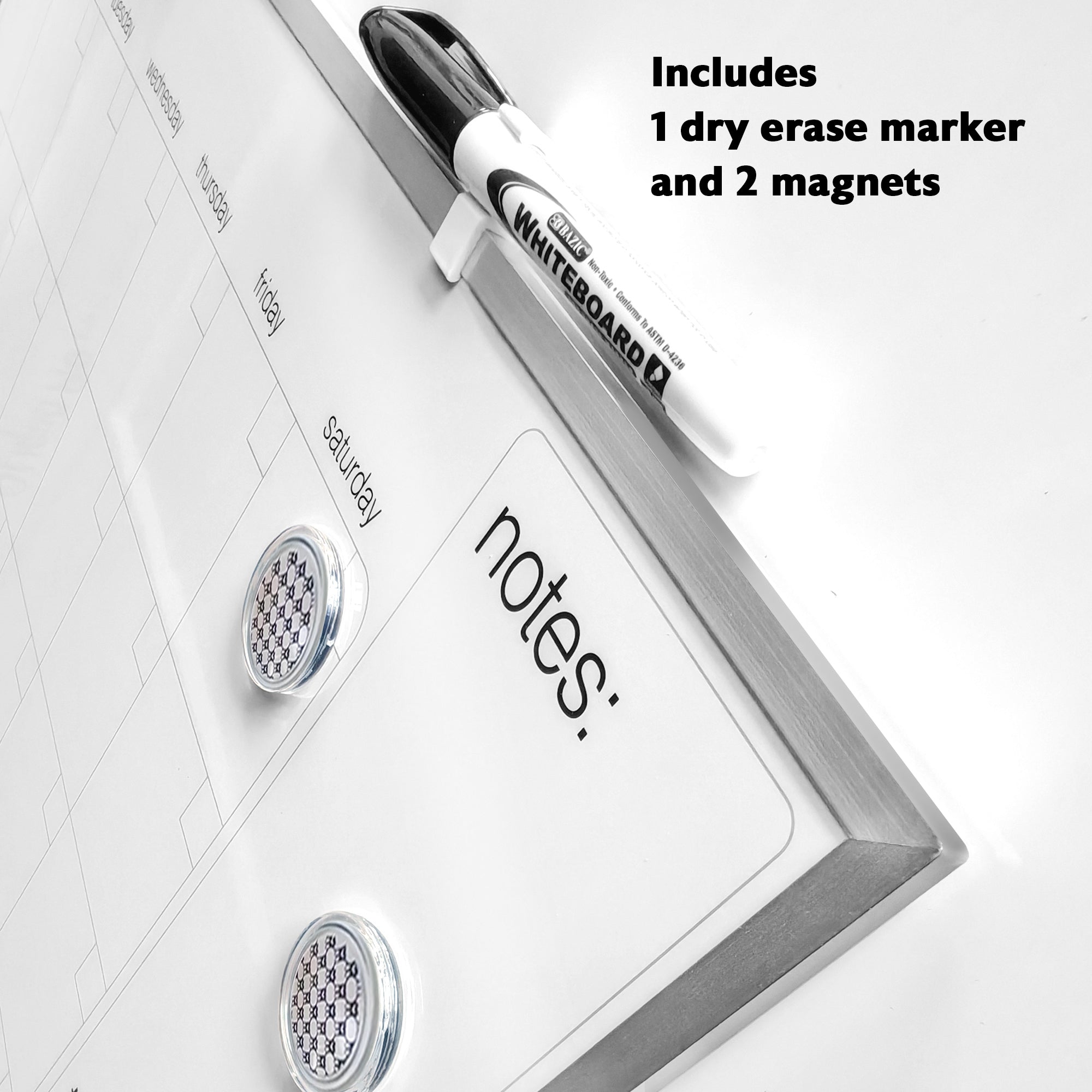 16" X 20" METALLIQUE Aluminum Frame Magnetic Dry Erase Calendar