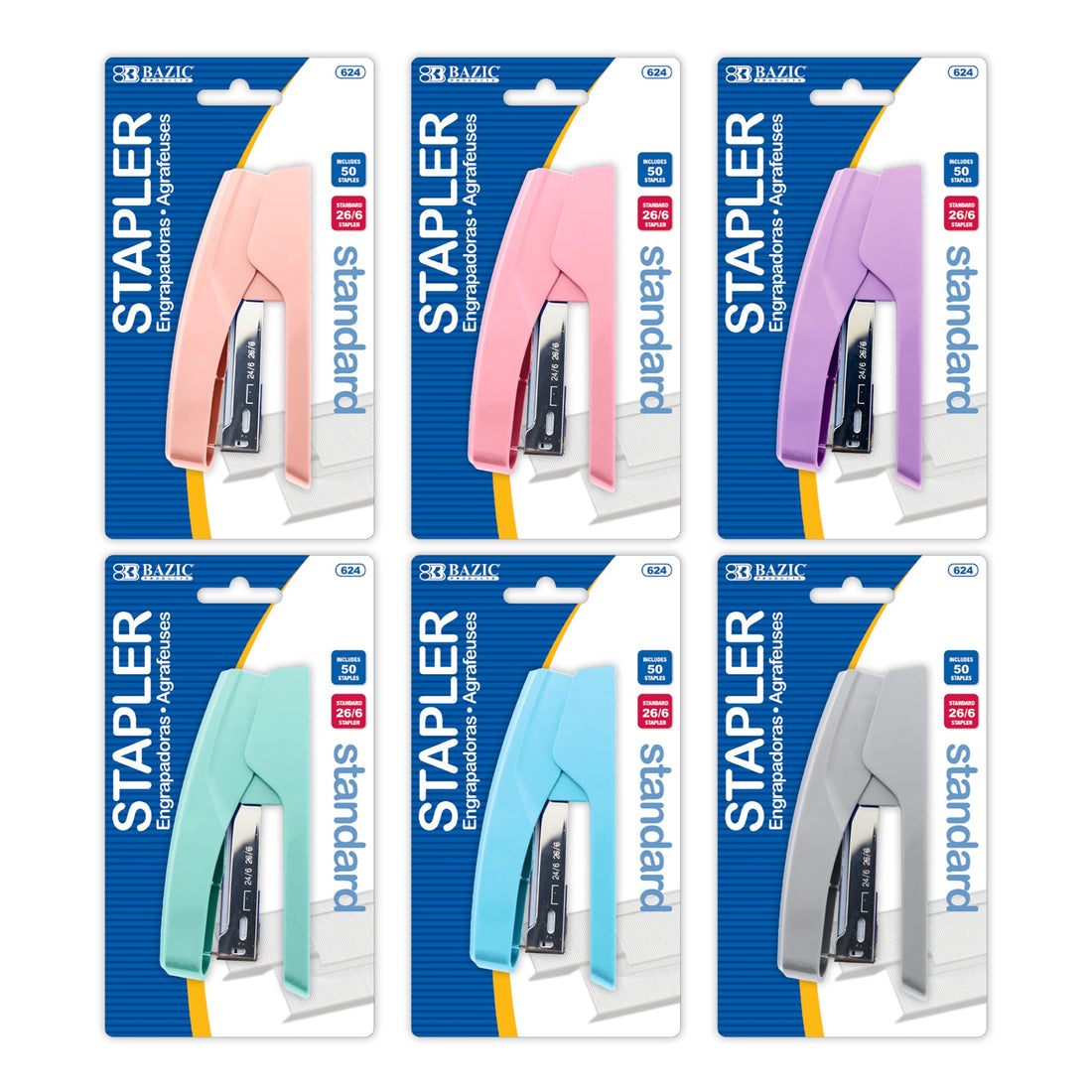 Pastel Color Standard (26/6) Stapler