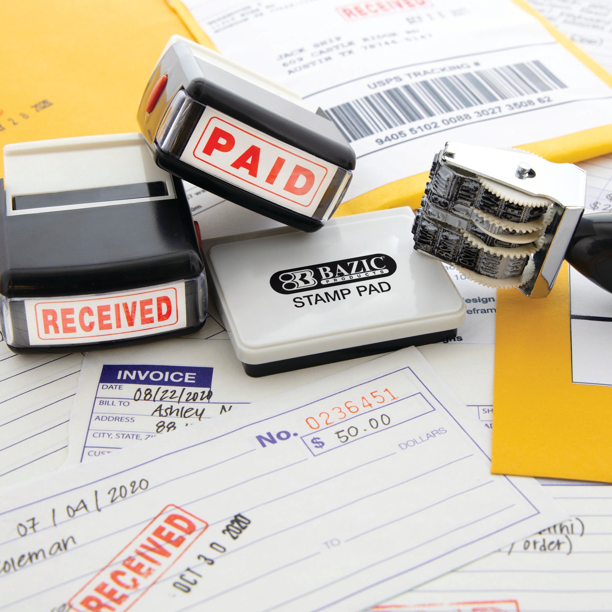 Paid Self Inking Rubber Stamp (Red Ink)