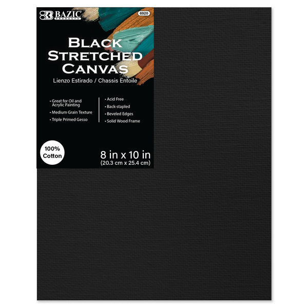 Black Color Stretched Canvas 8" x 10"