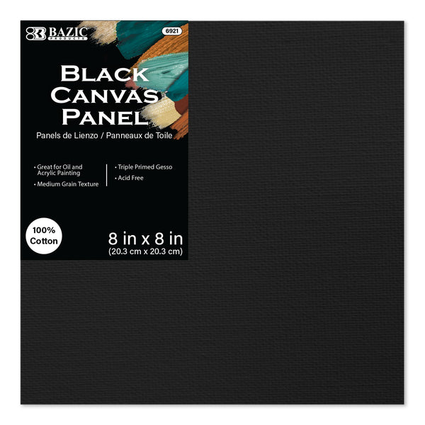 Black Color Canvas Panel 8" x 8"