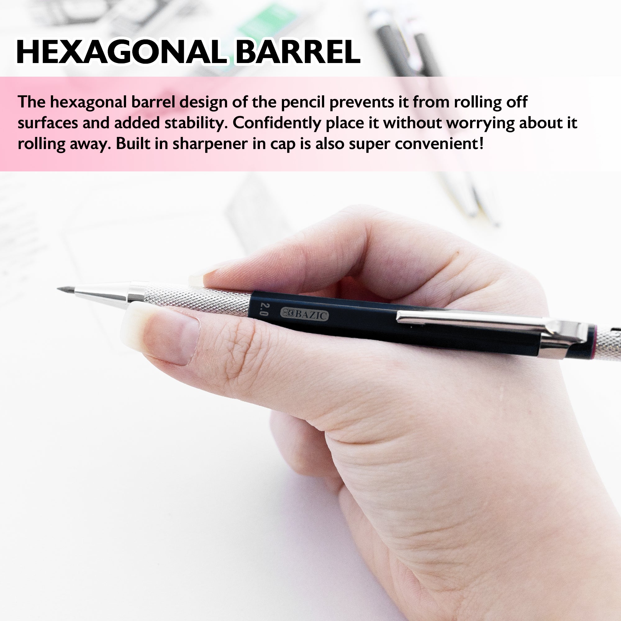 2.0 mm Drawing &amp; Sketching Mechanical Pencil w/ Ceramic High-Quality HB 2B 4B 6B Lead