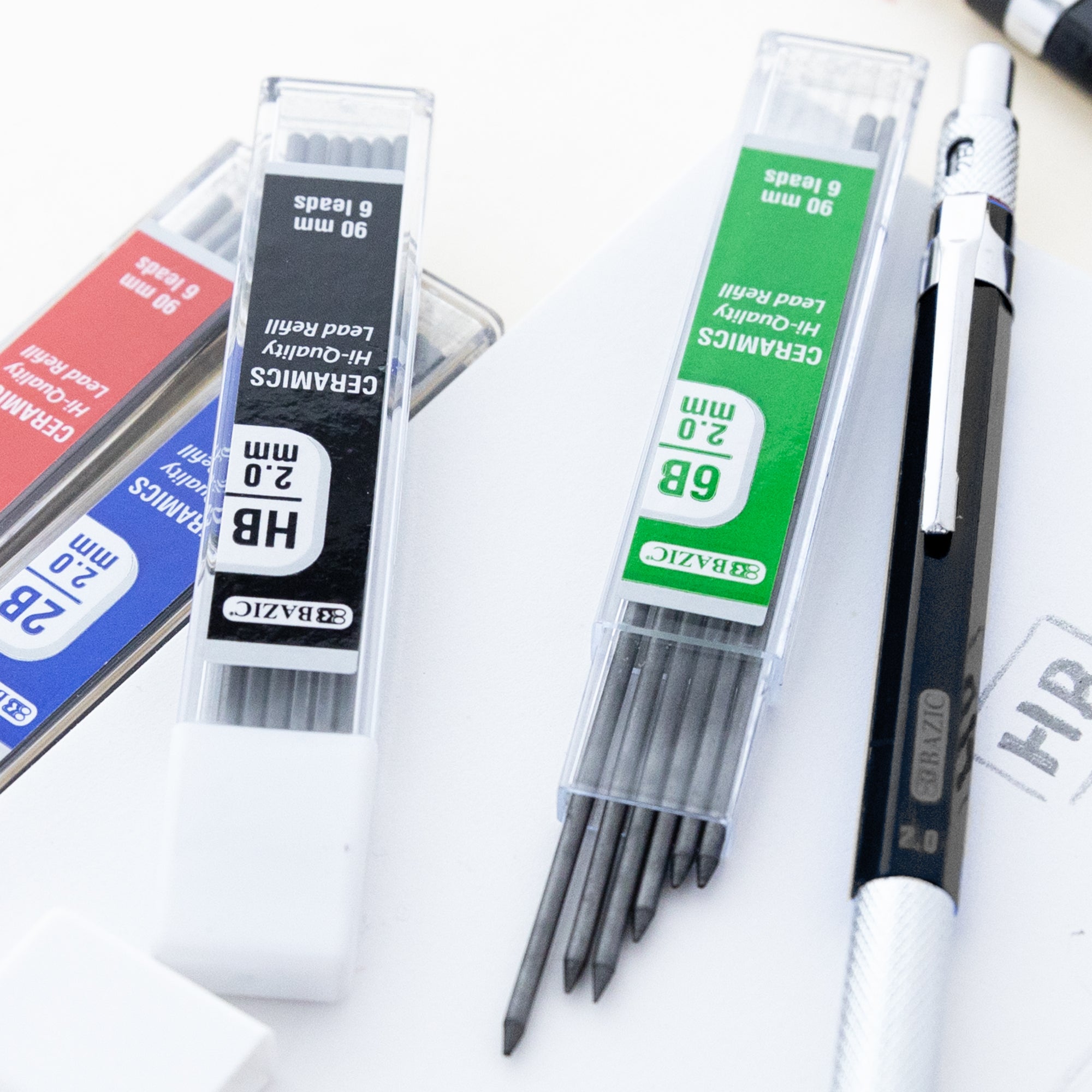 2.0 mm Drawing &amp; Sketching Mechanical Pencil w/ Ceramic High-Quality HB 2B 4B 6B Lead