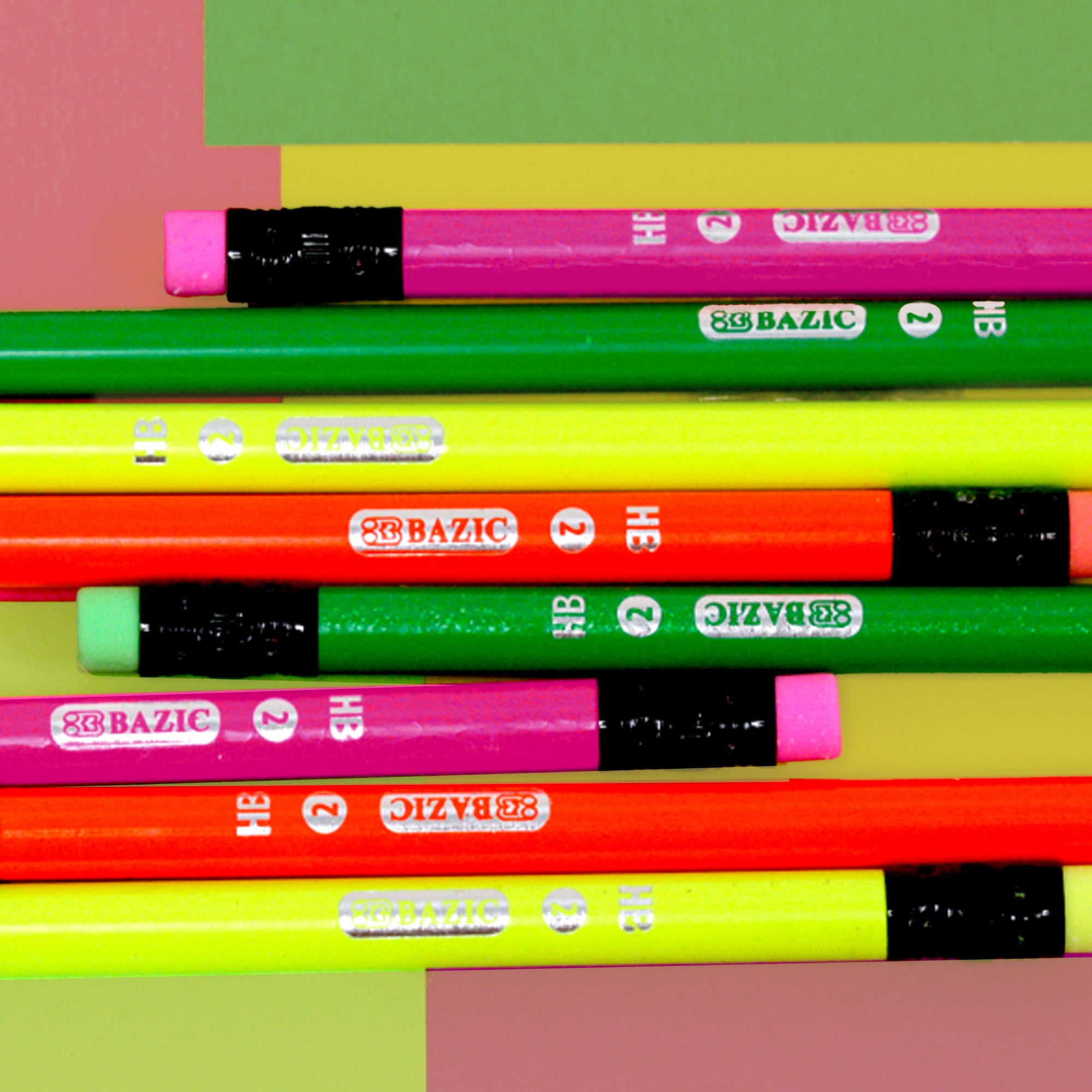 Fluorescent Pencil w/ Eraser (8/pack)