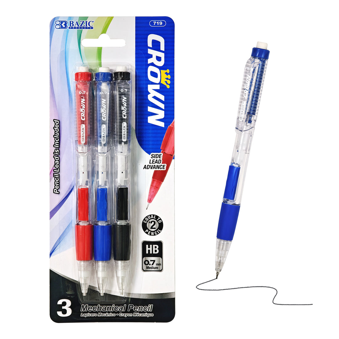 Crown 0.7 mm Mechanical Pencil (3/Pack)